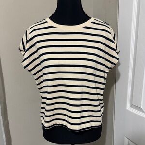 Martha Stewart Cream and Black Striped Tee